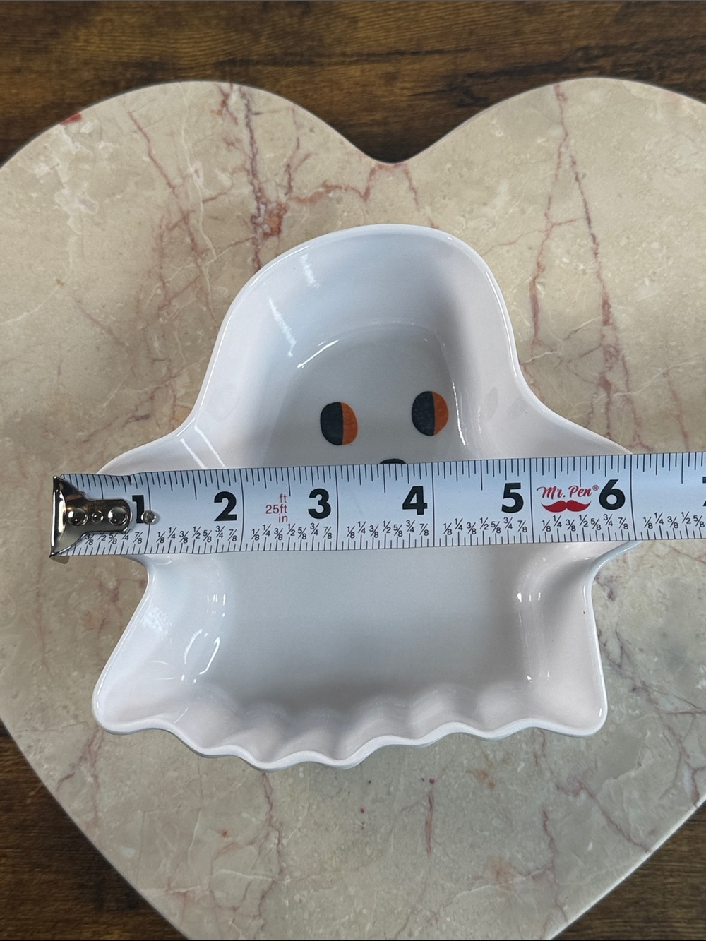 White Ghost Candy Dish with Orange Eyes - Picture 5 of 6